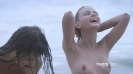 Naked damsels at the beach