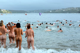 Nudist girl swim